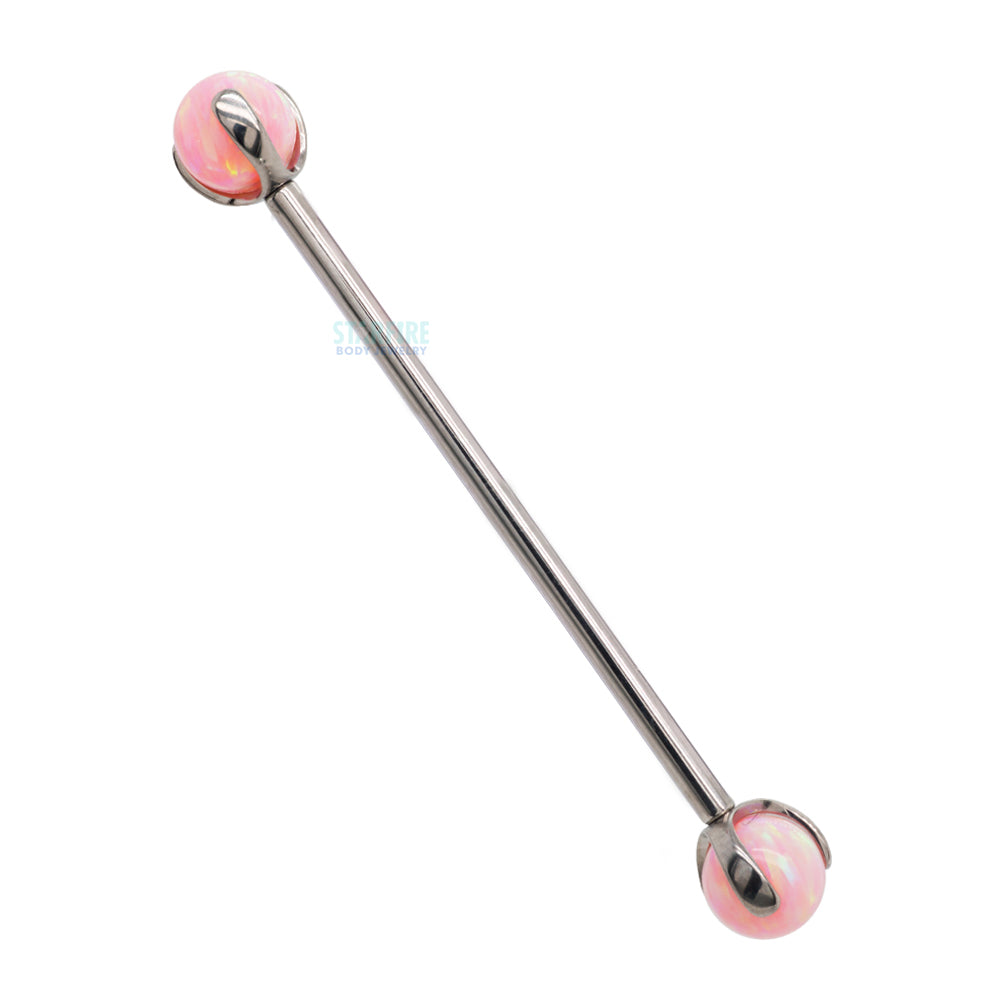 Opal Ball in Prong's Industrial Barbell