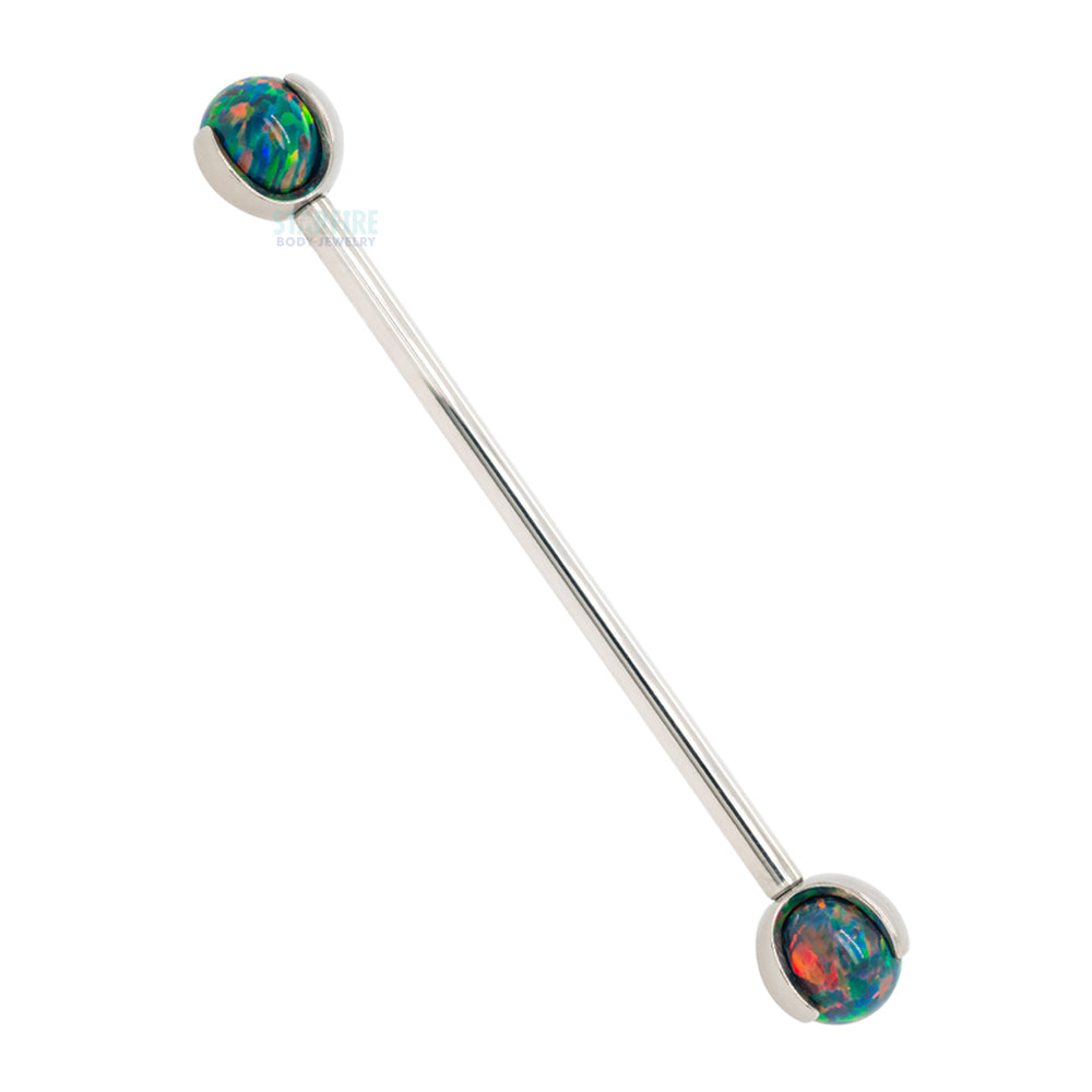 Opal Ball in Prong's Industrial Barbell