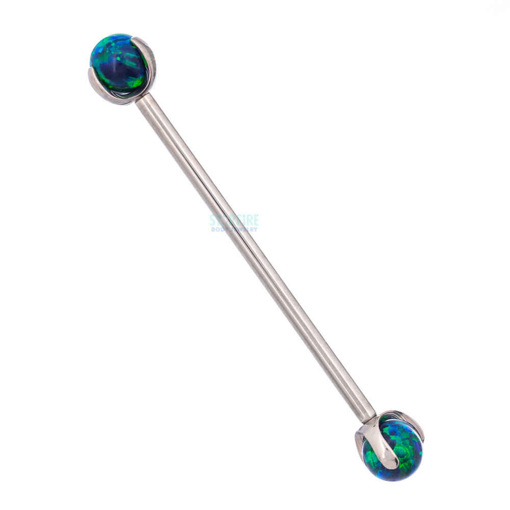 Opal Ball in Prong's Industrial Barbell