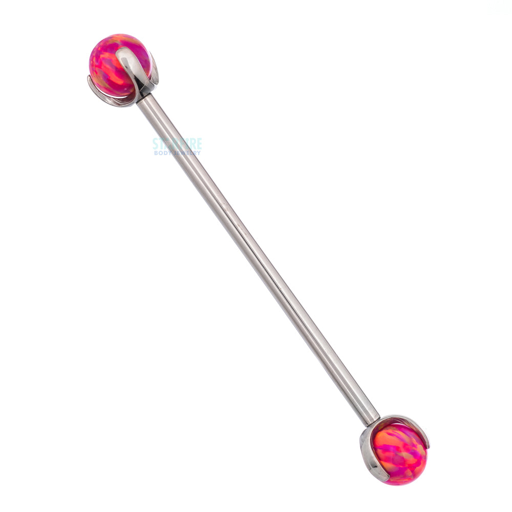 Opal Ball in Prong's Industrial Barbell