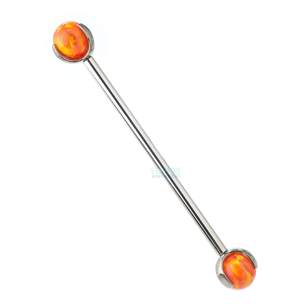 Opal Ball in Prong's Industrial Barbell