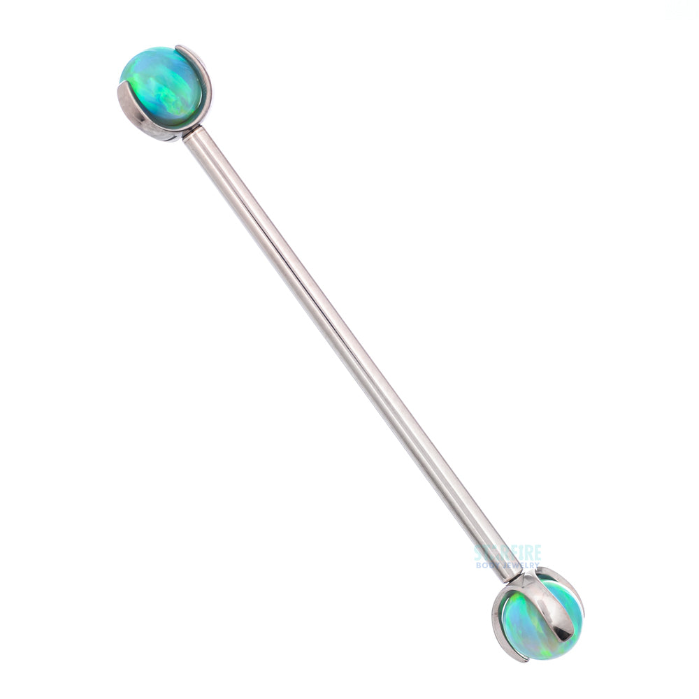 Opal Ball in Prong's Industrial Barbell