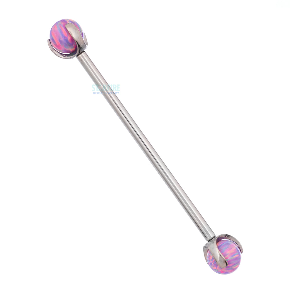 Opal Ball in Prong's Industrial Barbell