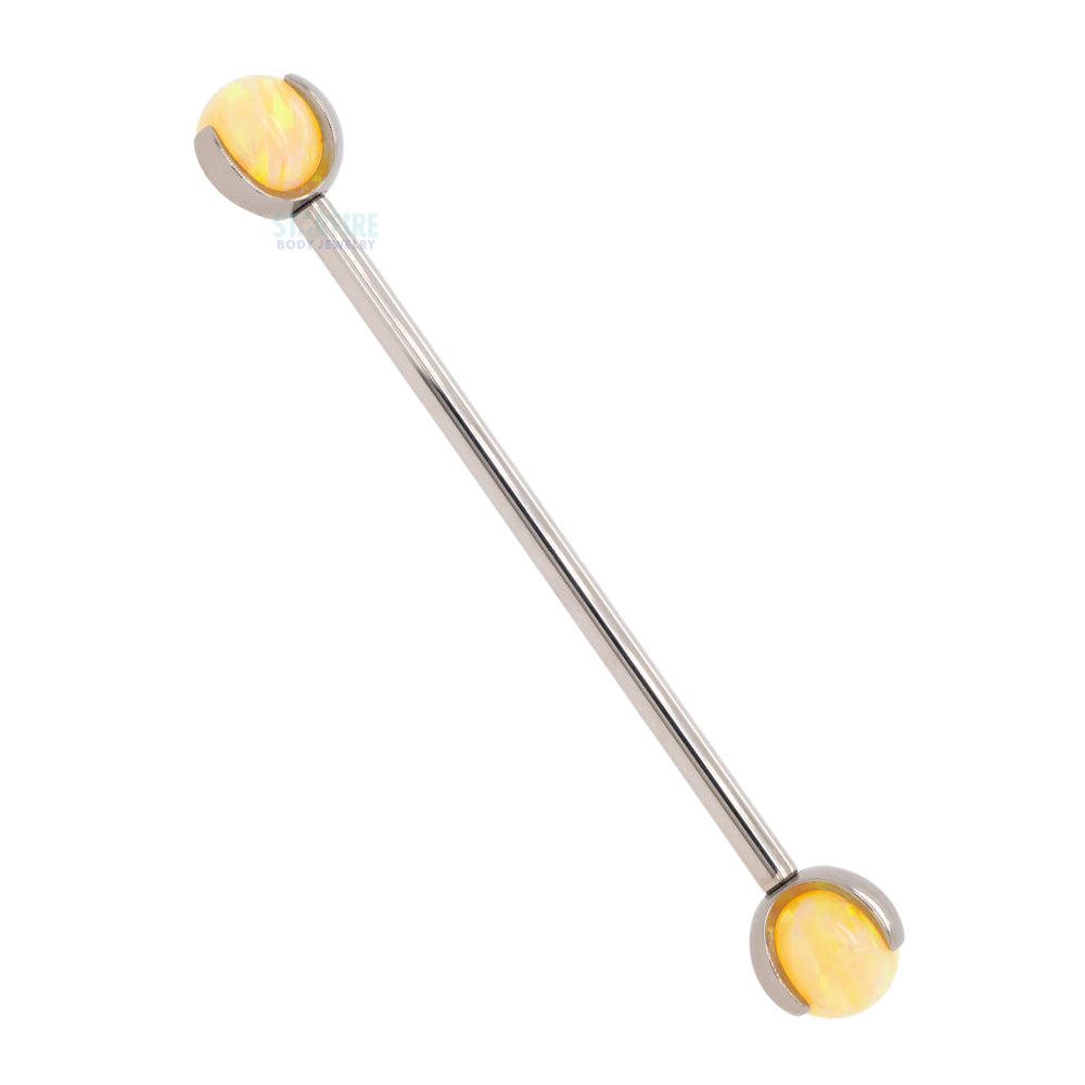 Opal Ball in Prong's Industrial Barbell