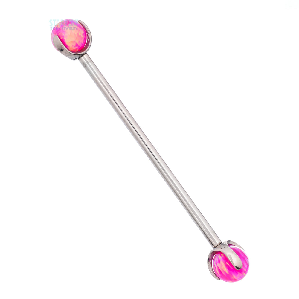 Opal Ball in Prong's Industrial Barbell