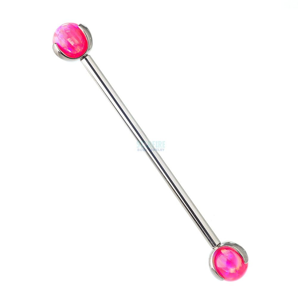 Opal Ball in Prong's Industrial Barbell
