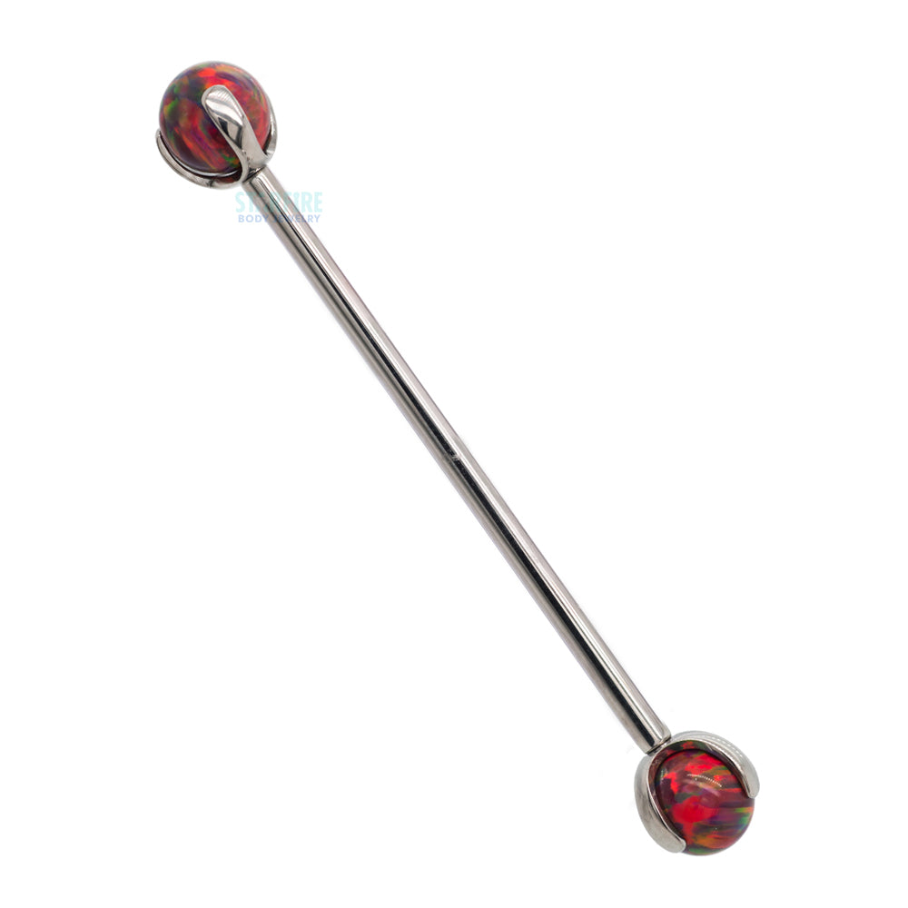 Opal Ball in Prong's Industrial Barbell