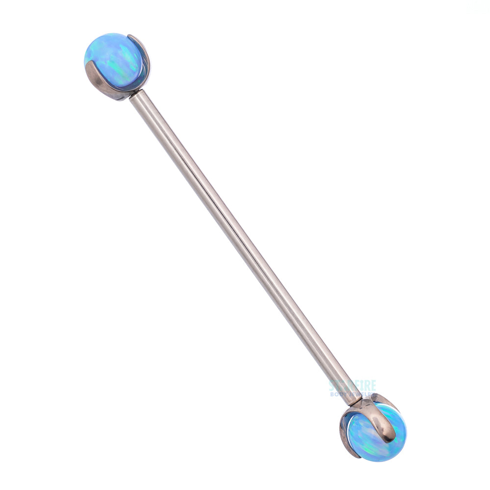 Opal Ball in Prong's Industrial Barbell