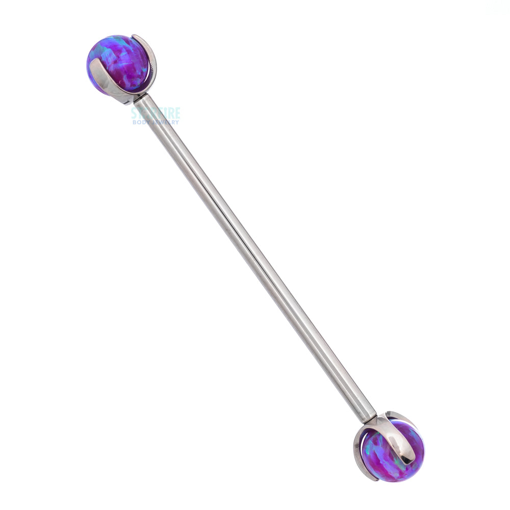Opal Ball in Prong's Industrial Barbell