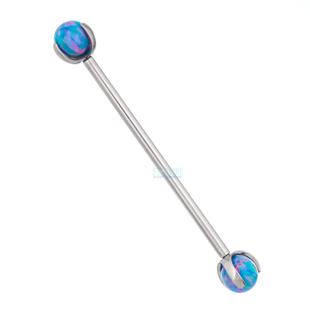 Opal Ball in Prong's Industrial Barbell