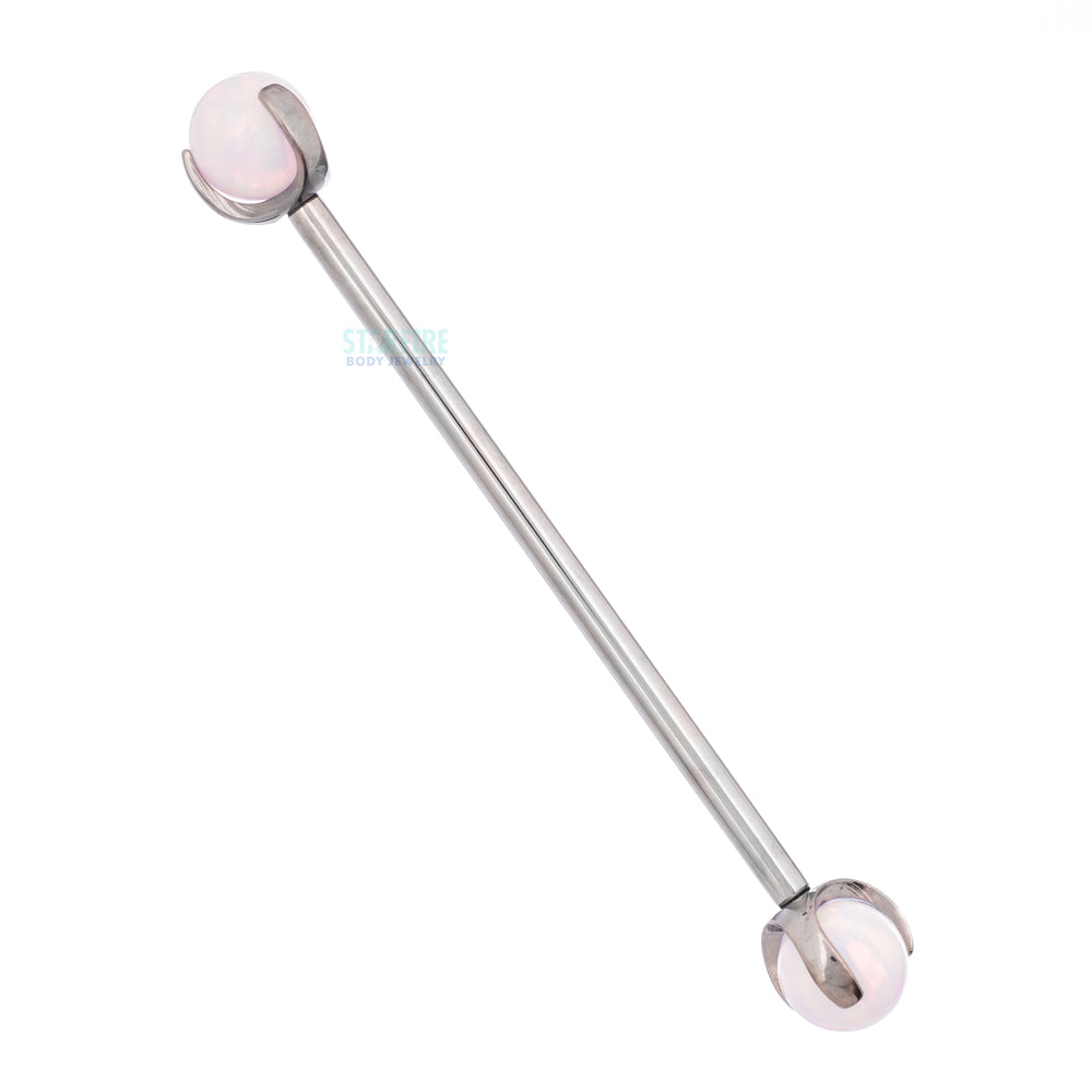 Opal Ball in Prong's Industrial Barbell