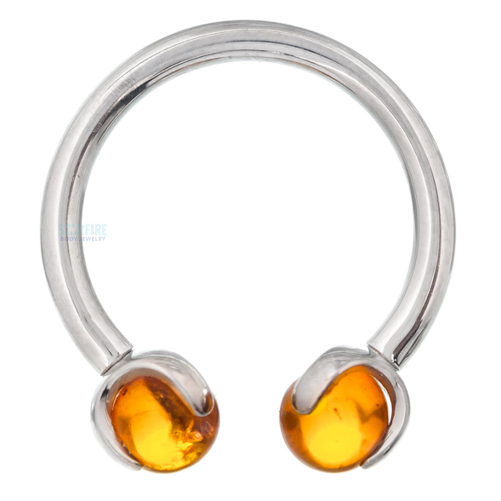 Circular Barbell with Natural Stone Balls in Prong's