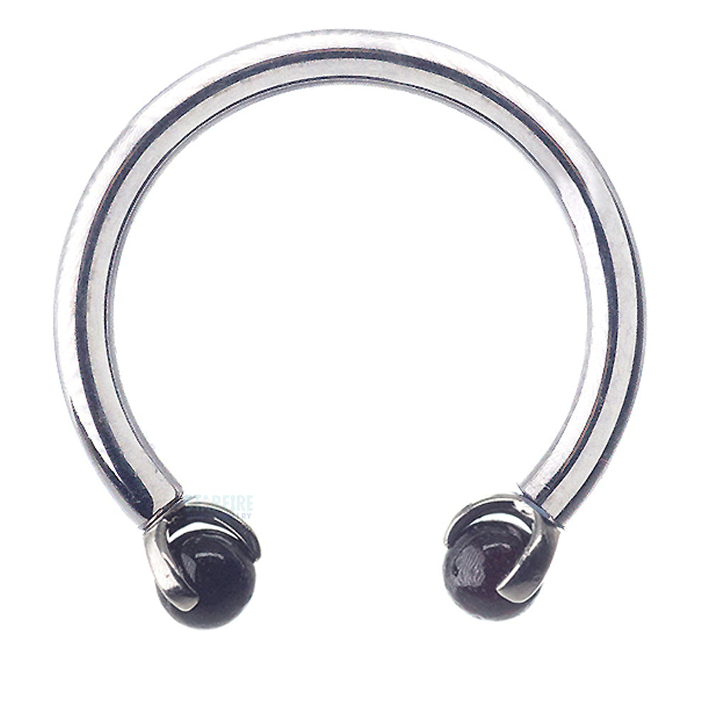 Circular Barbell with Natural Stone Balls in Prong's