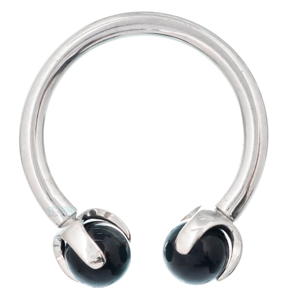Circular Barbell with Natural Stone Balls in Prong's