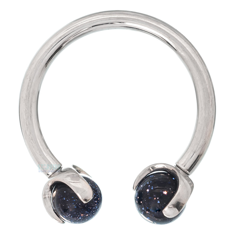 Circular Barbell with Natural Stone Balls in Prong's