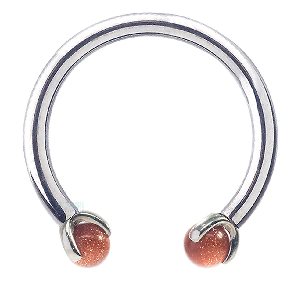 Circular Barbell with Natural Stone Balls in Prong's