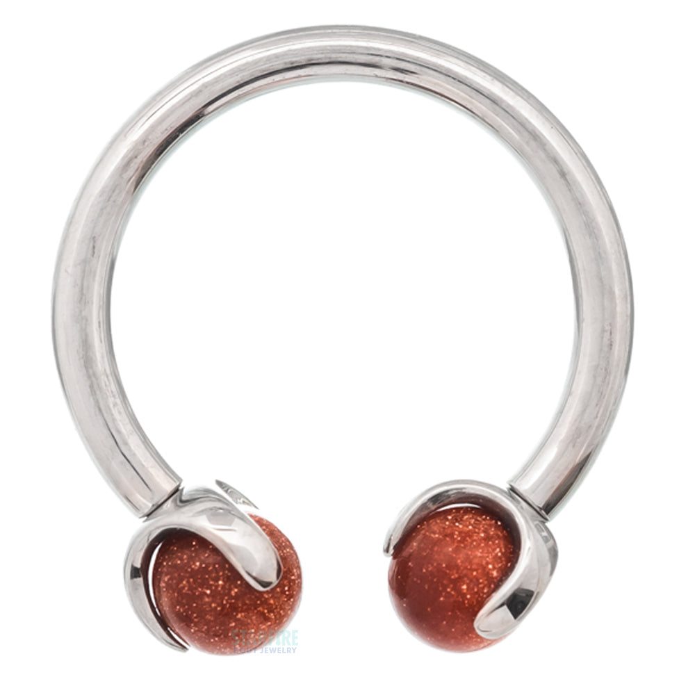 Circular Barbell with Natural Stone Balls in Prong's