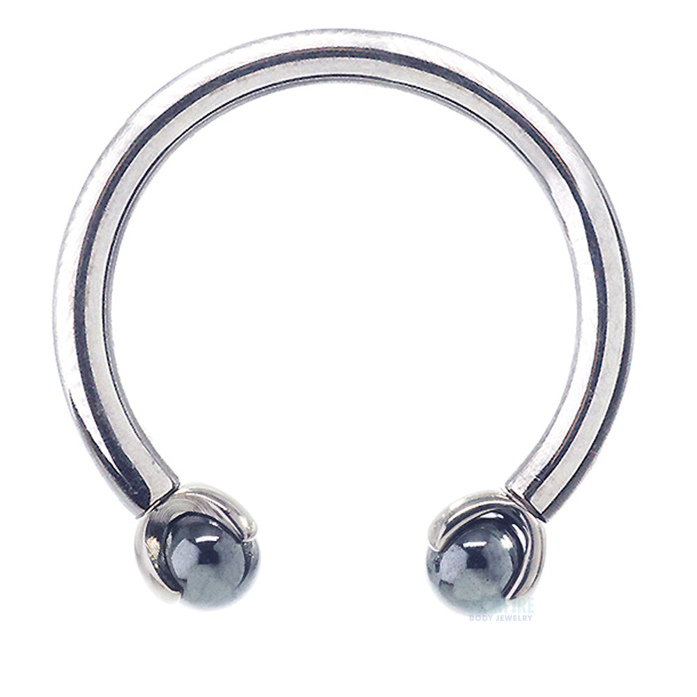 Circular Barbell with Natural Stone Balls in Prong's