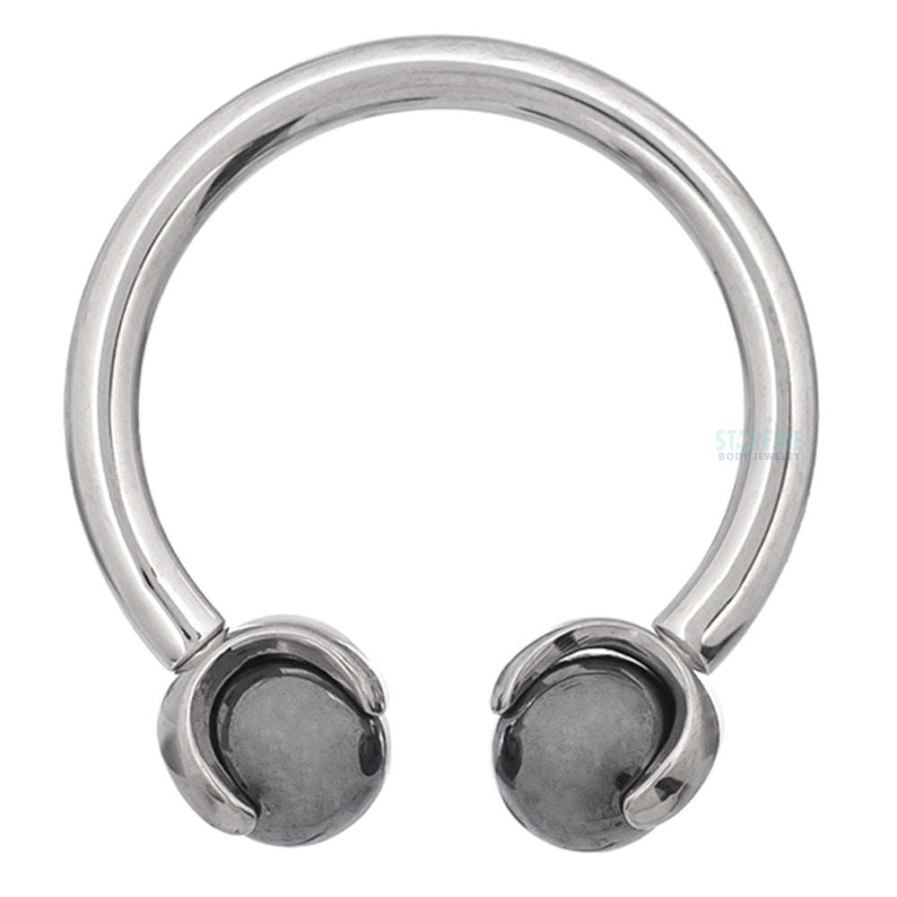 Circular Barbell with Natural Stone Balls in Prong's