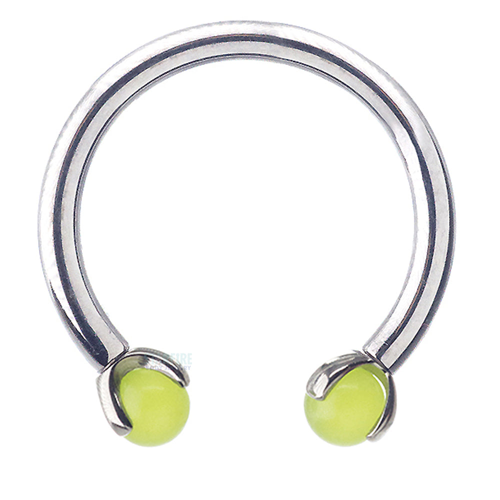 Circular Barbell with Natural Stone Balls in Prong's