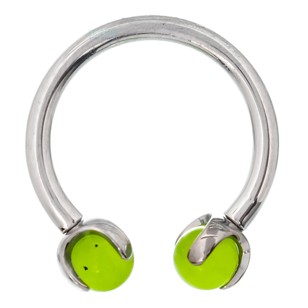 Circular Barbell with Natural Stone Balls in Prong's