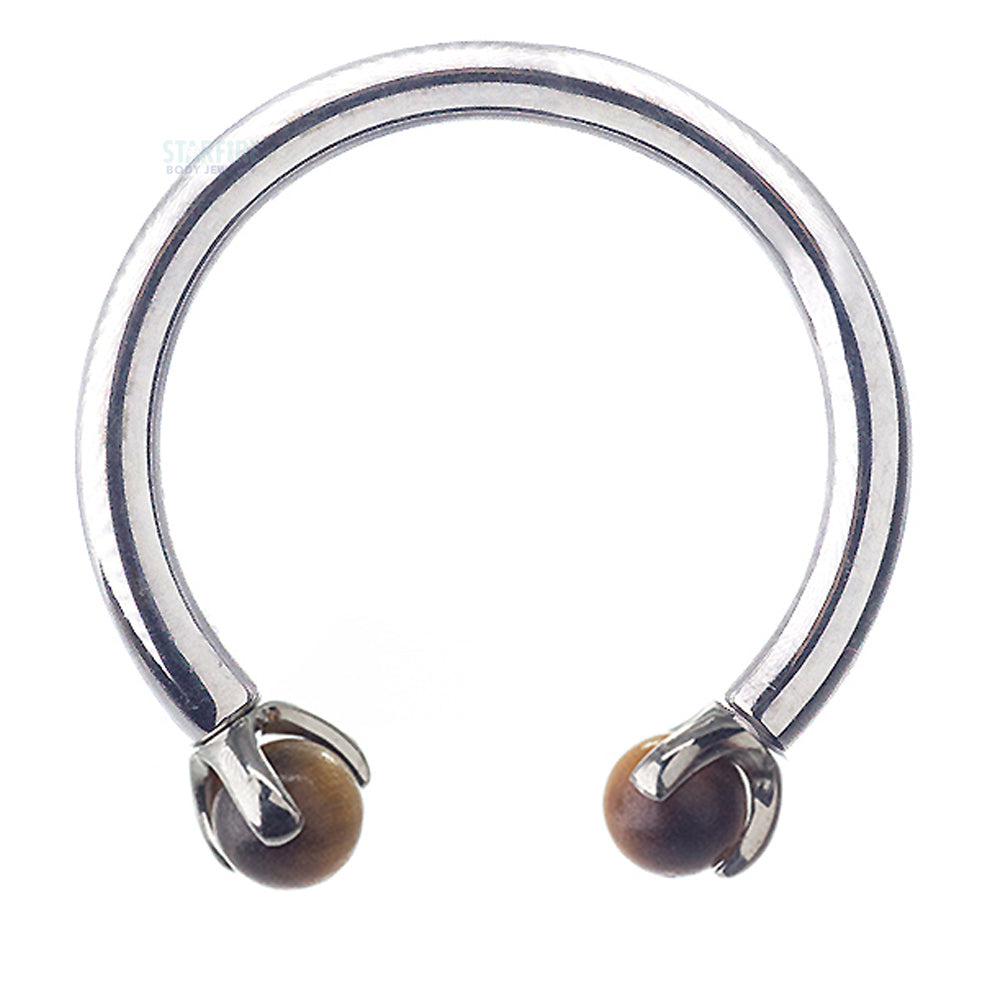 Circular Barbell with Natural Stone Balls in Prong's