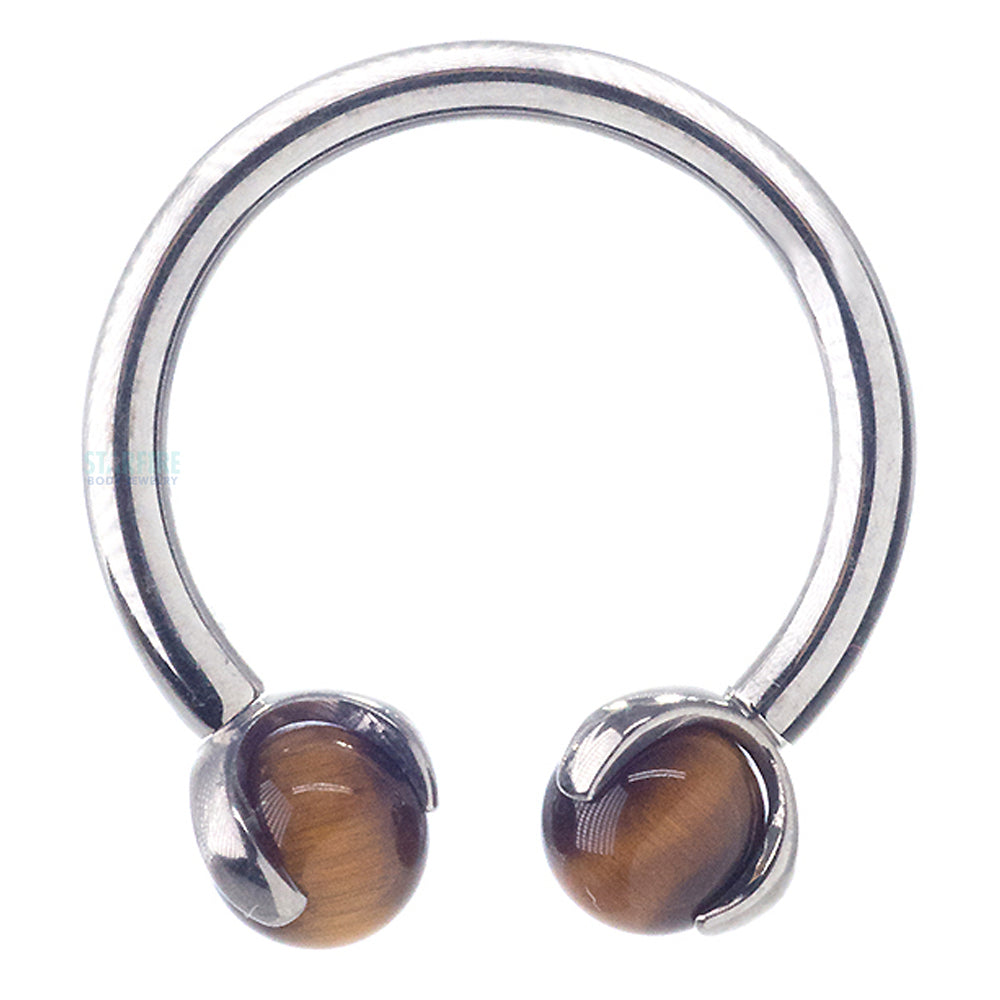 Circular Barbell with Natural Stone Balls in Prong's