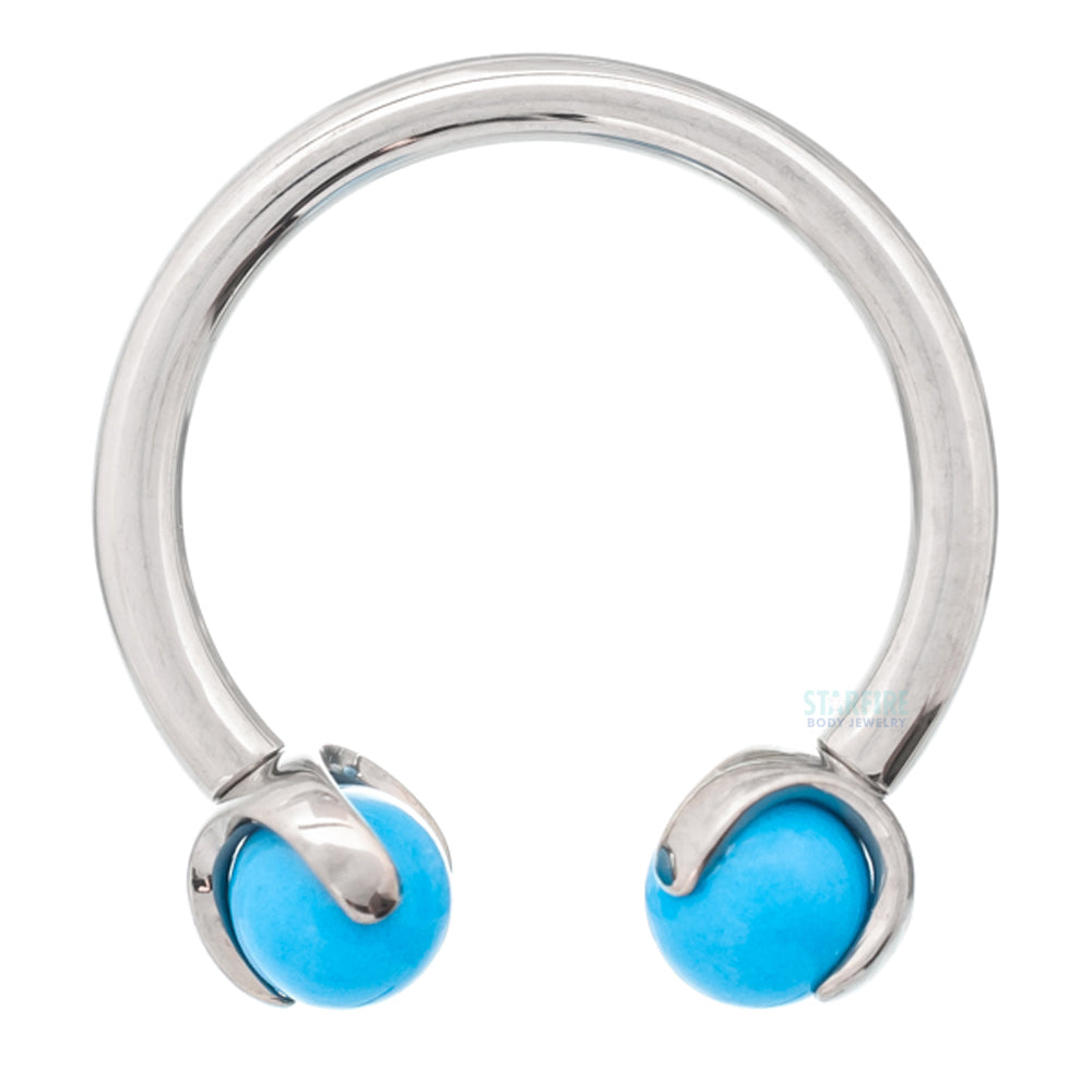 Circular Barbell with Natural Stone Balls in Prong's