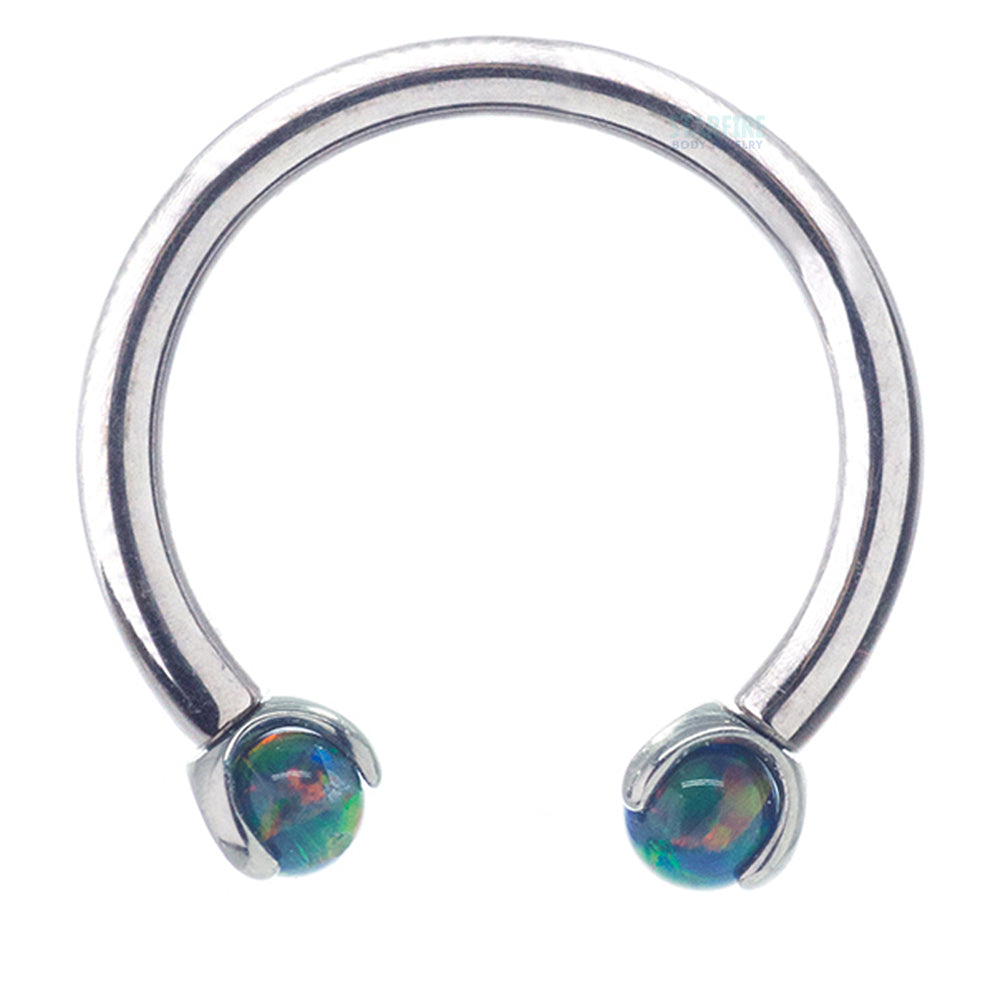 Circular Barbell with Opal Balls in Prong's