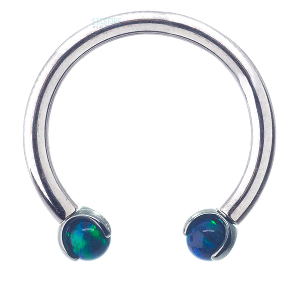 Circular Barbell with Opal Balls in Prong's