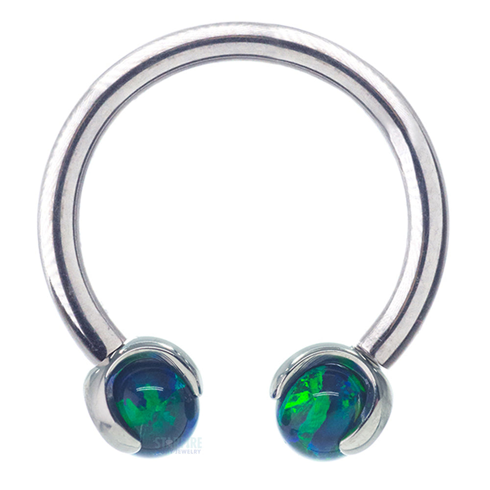Circular Barbell with Opal Balls in Prong's
