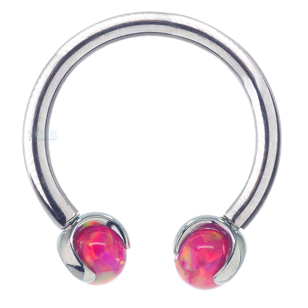Circular Barbell with Opal Balls in Prong's