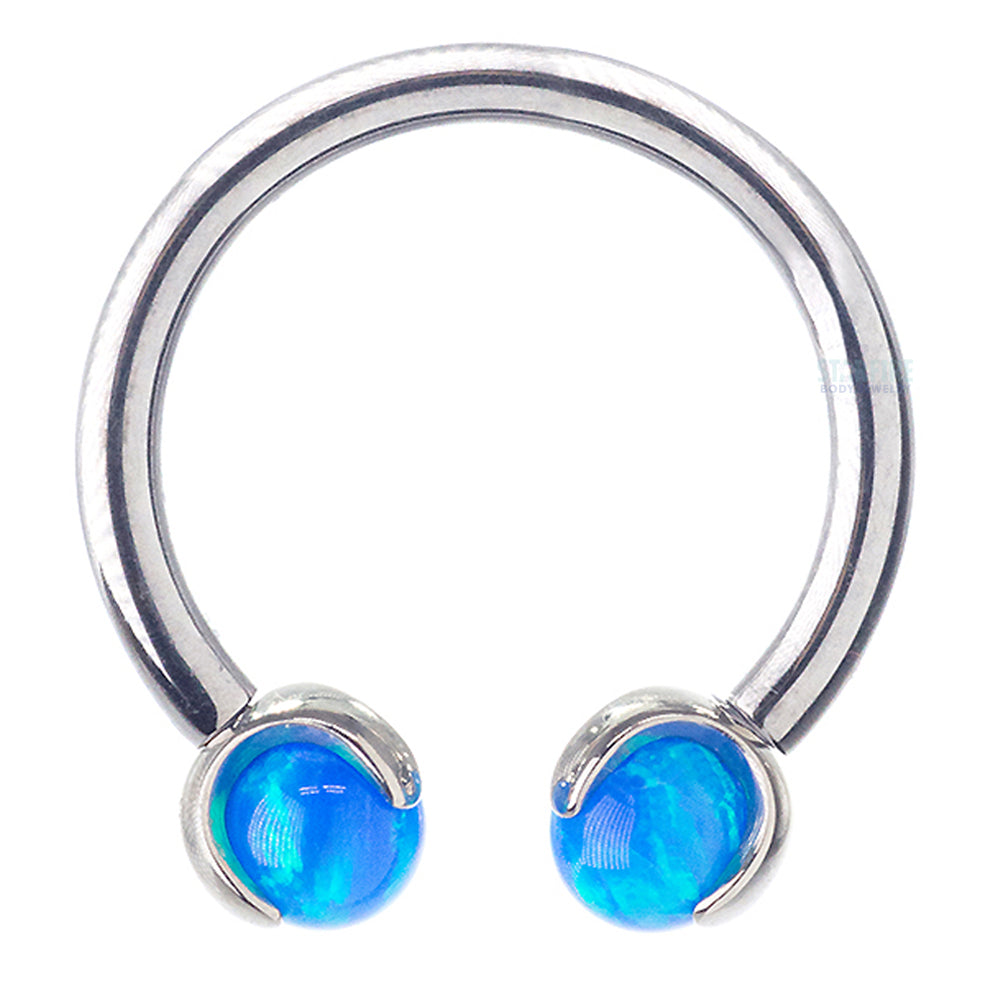 Circular Barbell with Opal Balls in Prong's