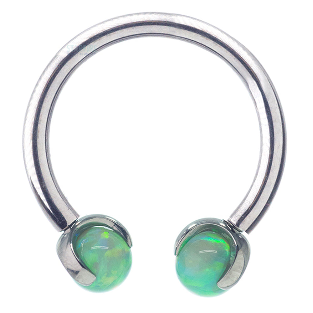 Circular Barbell with Opal Balls in Prong's