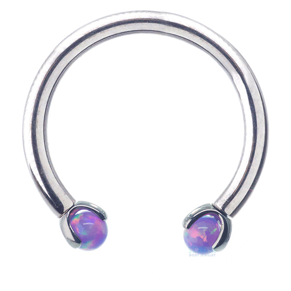 Circular Barbell with Opal Balls in Prong's