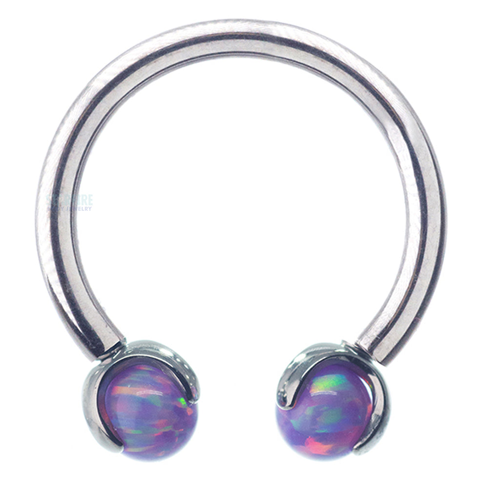 Circular Barbell with Opal Balls in Prong's