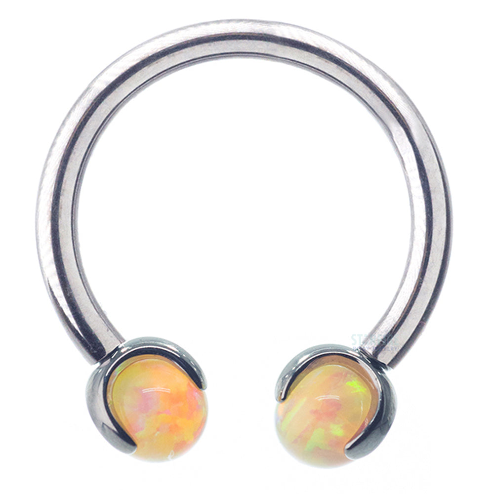 Circular Barbell with Opal Balls in Prong's