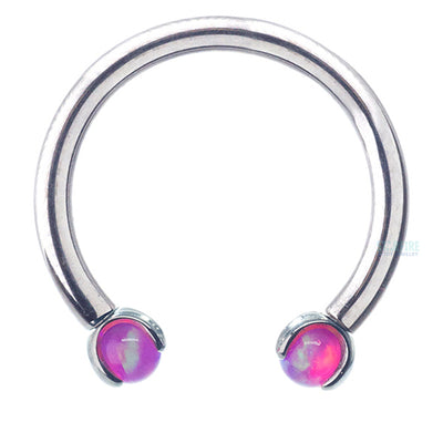 Circular Barbell with Opal Balls in Prong's