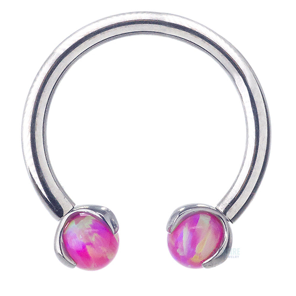 Circular Barbell with Opal Balls in Prong's