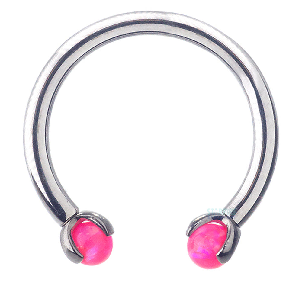Circular Barbell with Opal Balls in Prong's