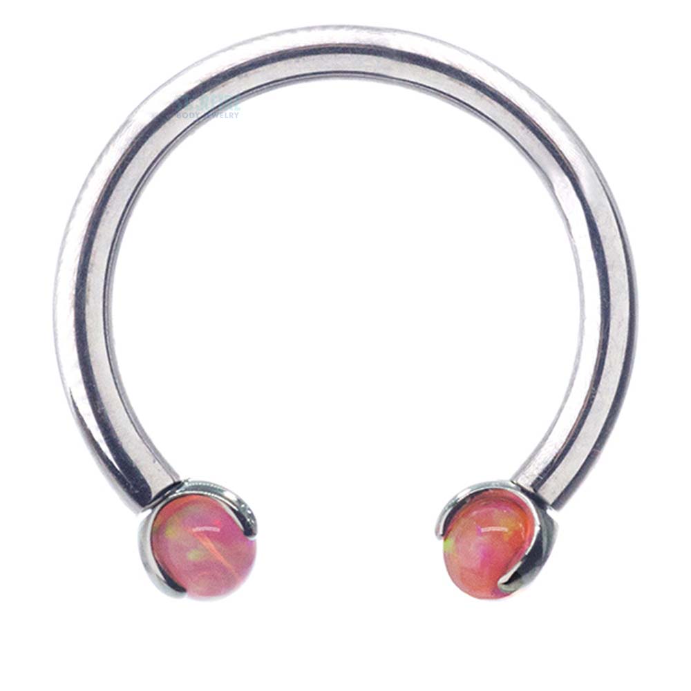 Circular Barbell with Opal Balls in Prong's