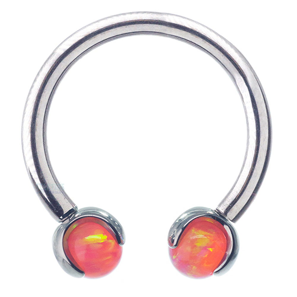 Circular Barbell with Opal Balls in Prong's