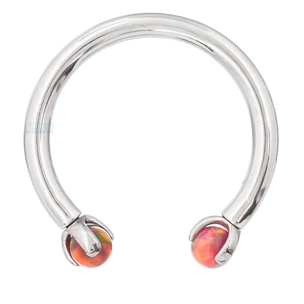 Circular Barbell with Opal Balls in Prong's