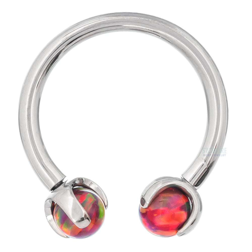 Circular Barbell with Opal Balls in Prong's