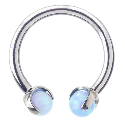 Circular Barbell with Opal Balls in Prong's