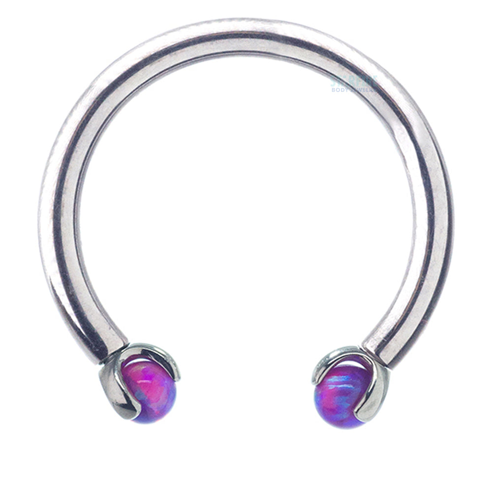 Circular Barbell with Opal Balls in Prong's