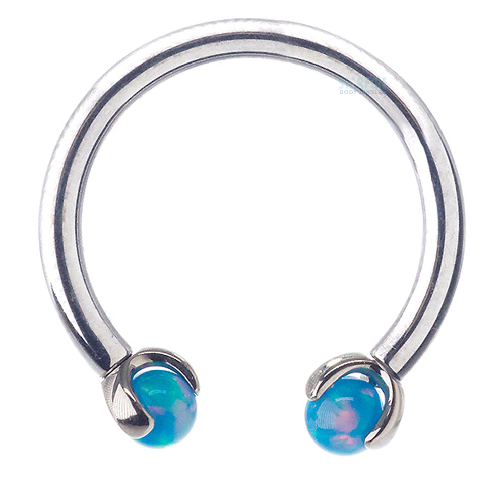 Circular Barbell with Opal Balls in Prong's