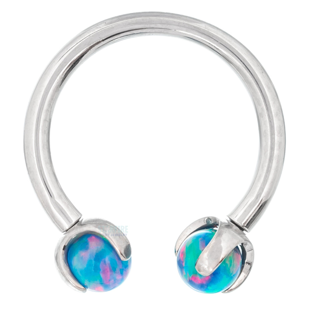 Circular Barbell with Opal Balls in Prong's