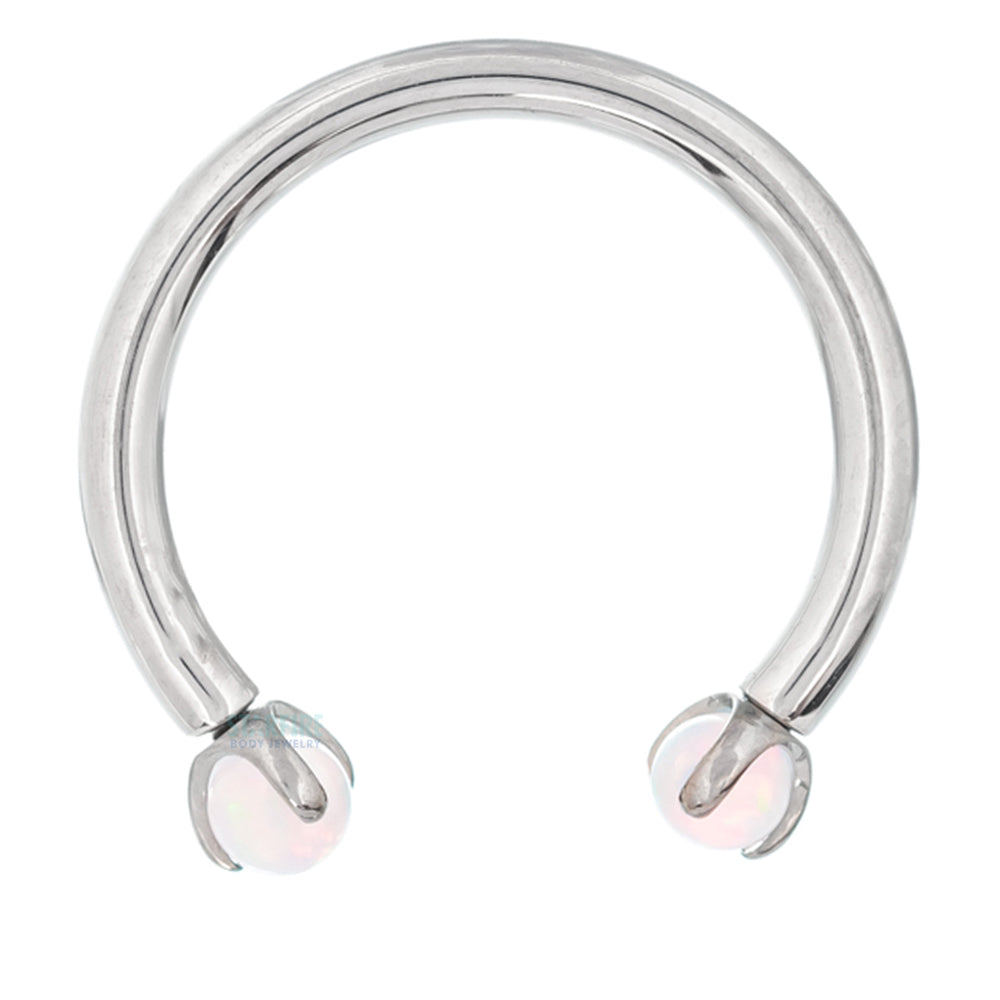 Circular Barbell with Opal Balls in Prong's