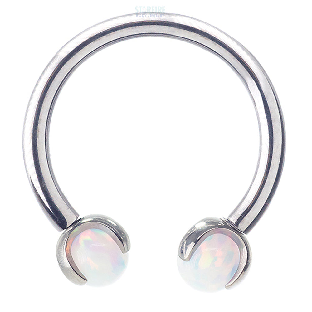 Circular Barbell with Opal Balls in Prong's